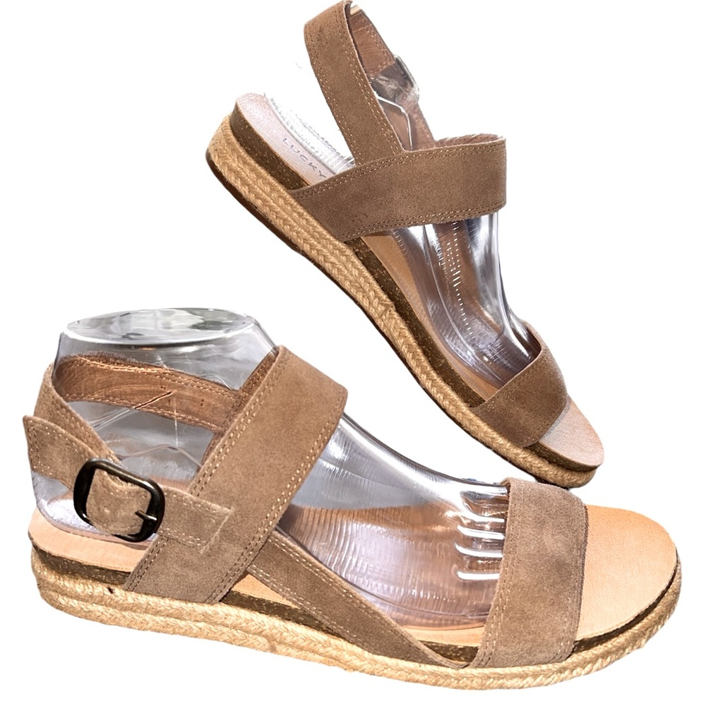 Lucky Brand Tan Suede Espadrille Sandals